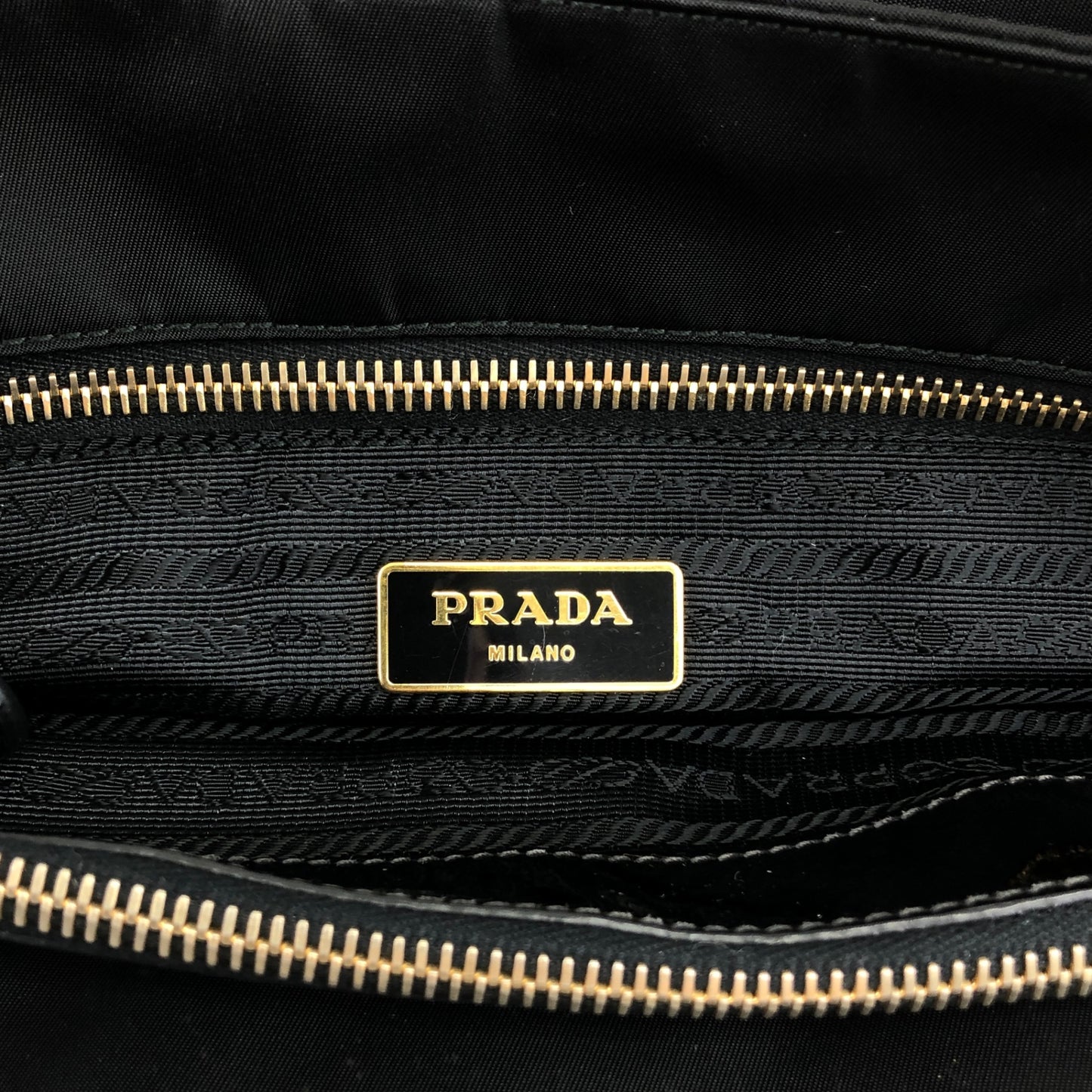 PRADA Tessuto Triangle Logo Totebag Black Vintage bsmm74