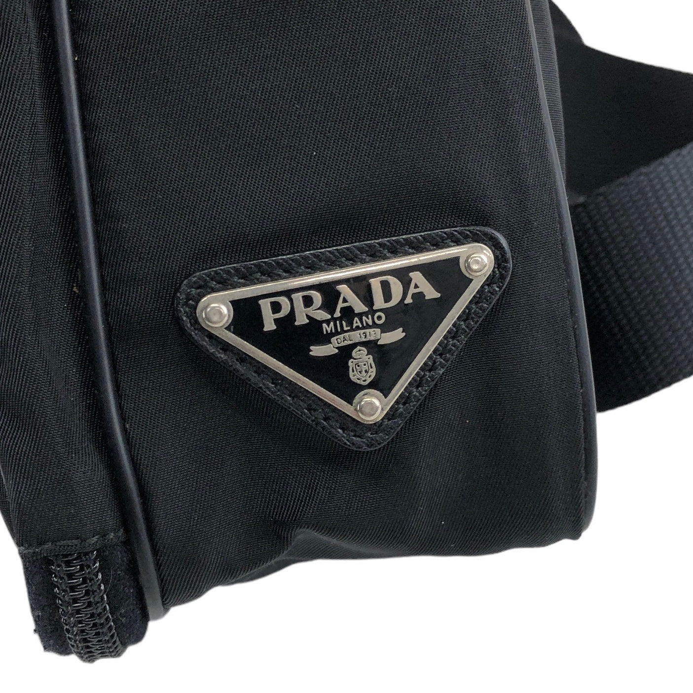 PRADA Triangle Logo Shoulder bag Black Vintage fpcvgd