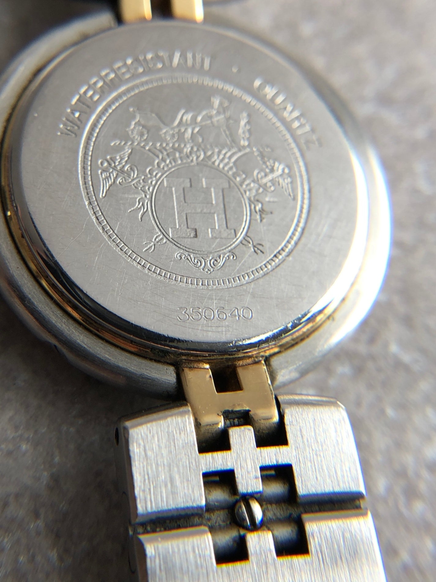 HERMES Quartz Watch Silver×Gold Vintage psz3jv