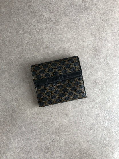 CELINE Macadam Logo Folded Wallet Black Vintage a4wnam