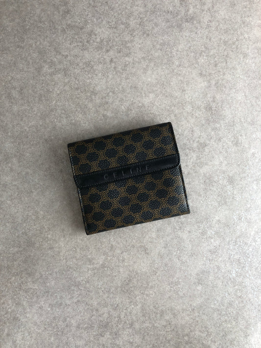 CELINE Macadam Logo Folded Wallet Black Vintage a4wnam