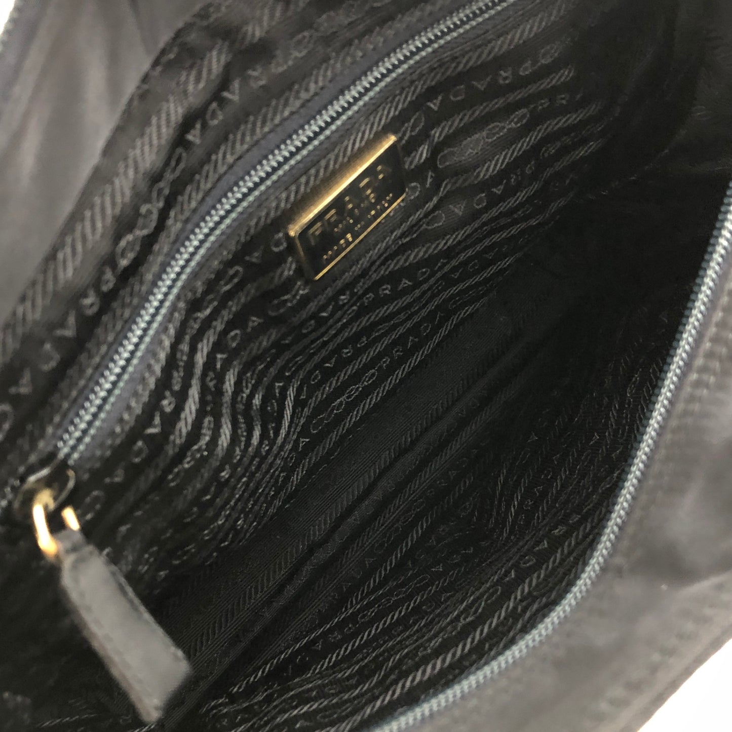 PRADA Triangle Logo Metal Handle Nylon Handbag Black Vintage h8jhkk