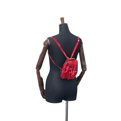 GUCCI Bamboo Patent Leather Small Backpack Red Vintage fxpb65