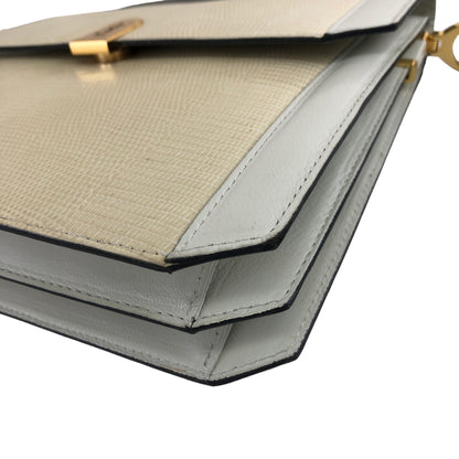 Yves Saint Laurent YSL Logo Lizard Leather Two-way Handbag Shoulder bag Beige Vintage yzf4gb