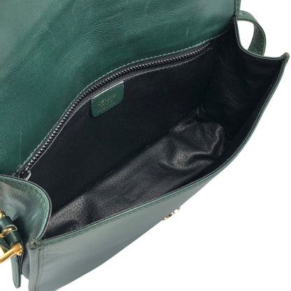 CELINE Gancini Shoulder bag Green Vintage jh6t3a