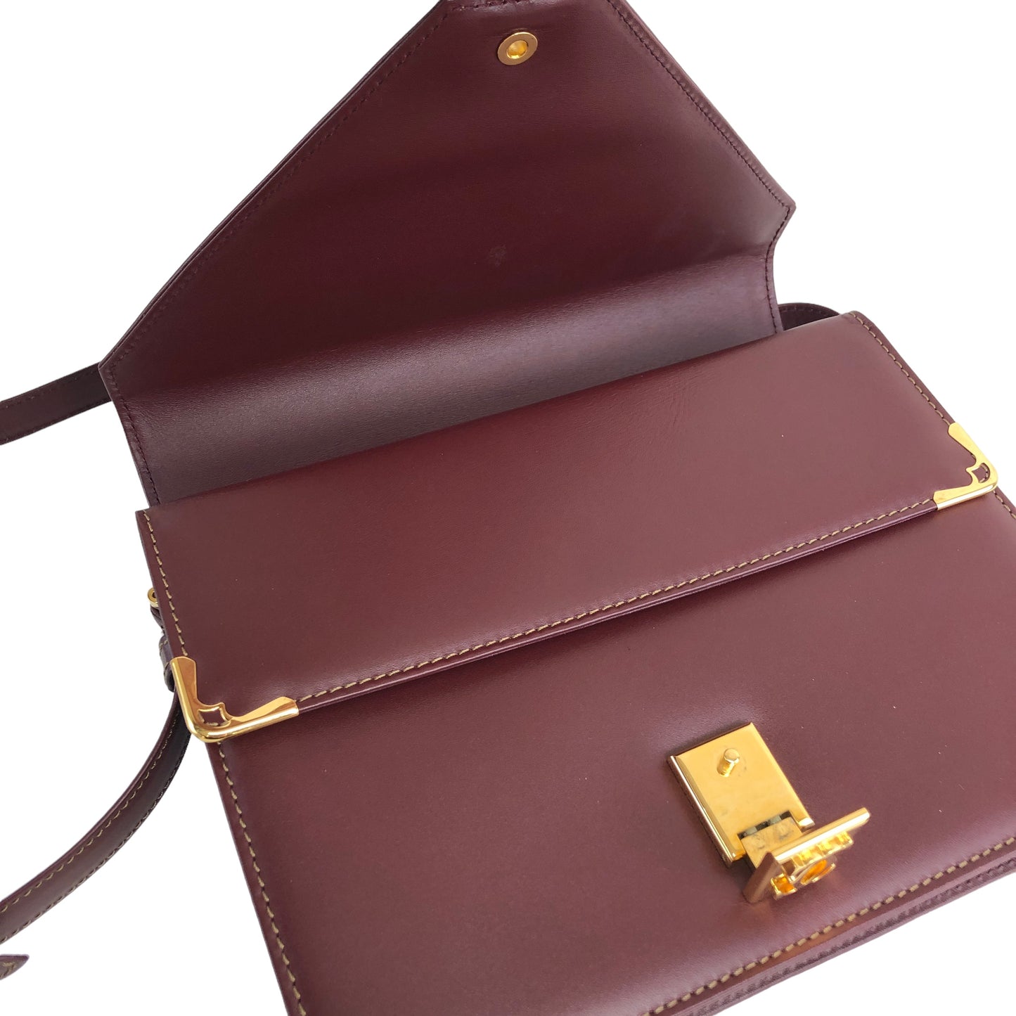 Cartier Logo Leather Shoulder bag Bordeaux Vintage jhkme6