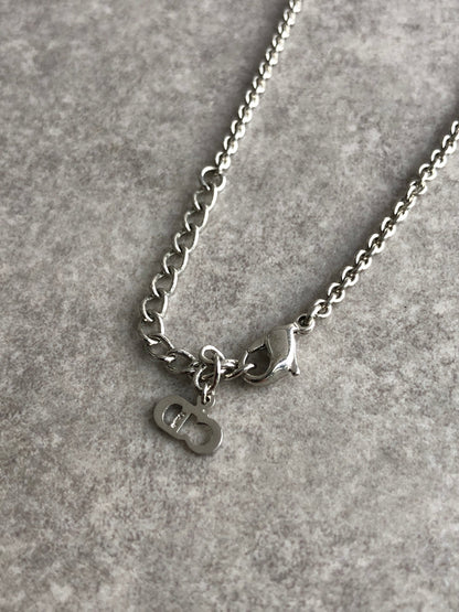 Christian Dior Logo Motif Necklace Silver Vintage k3zu24