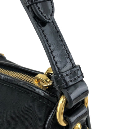 PRADA Tessuto Triangle Logo Small Handbag Black Vintage 6tgg77
