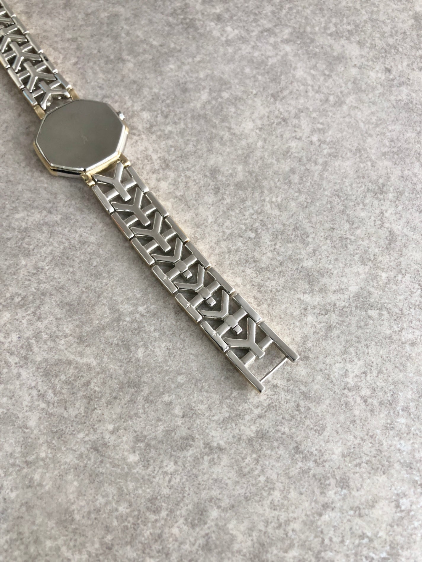 Yves Saint Laurent YSL Logo Watch Silver×Gold 4620-E62143 Vintage tivs5z