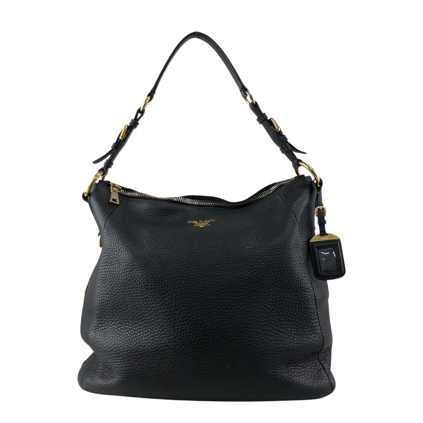 PRADA Logo Shoulder bag Black Vintage mxb7r6