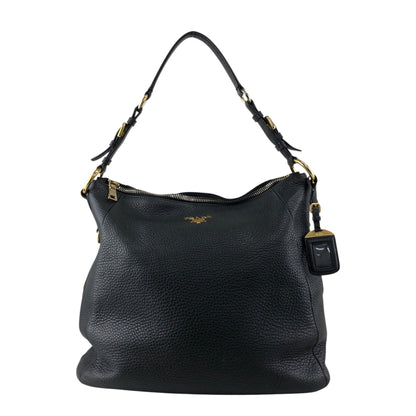 PRADA Logo Shoulder bag Black Vintage mxb7r6