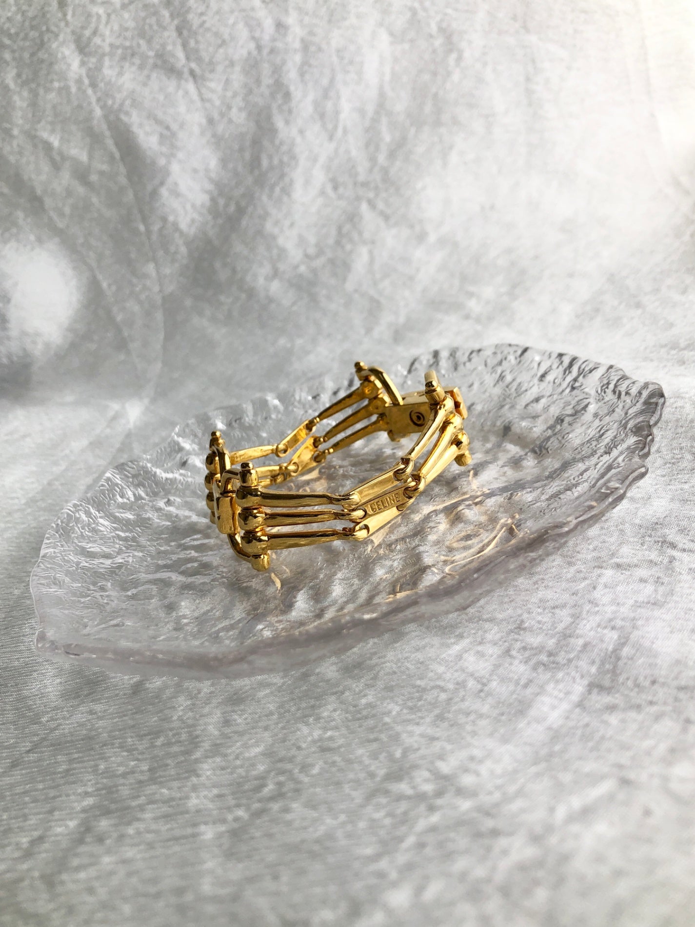 CELINE Horse Bit Bracelet Gold Vintage bc77dr