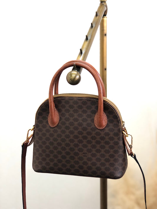 CELINE Macadam Two-way Handbag Shoulder bag Brown Vintage xiawyy