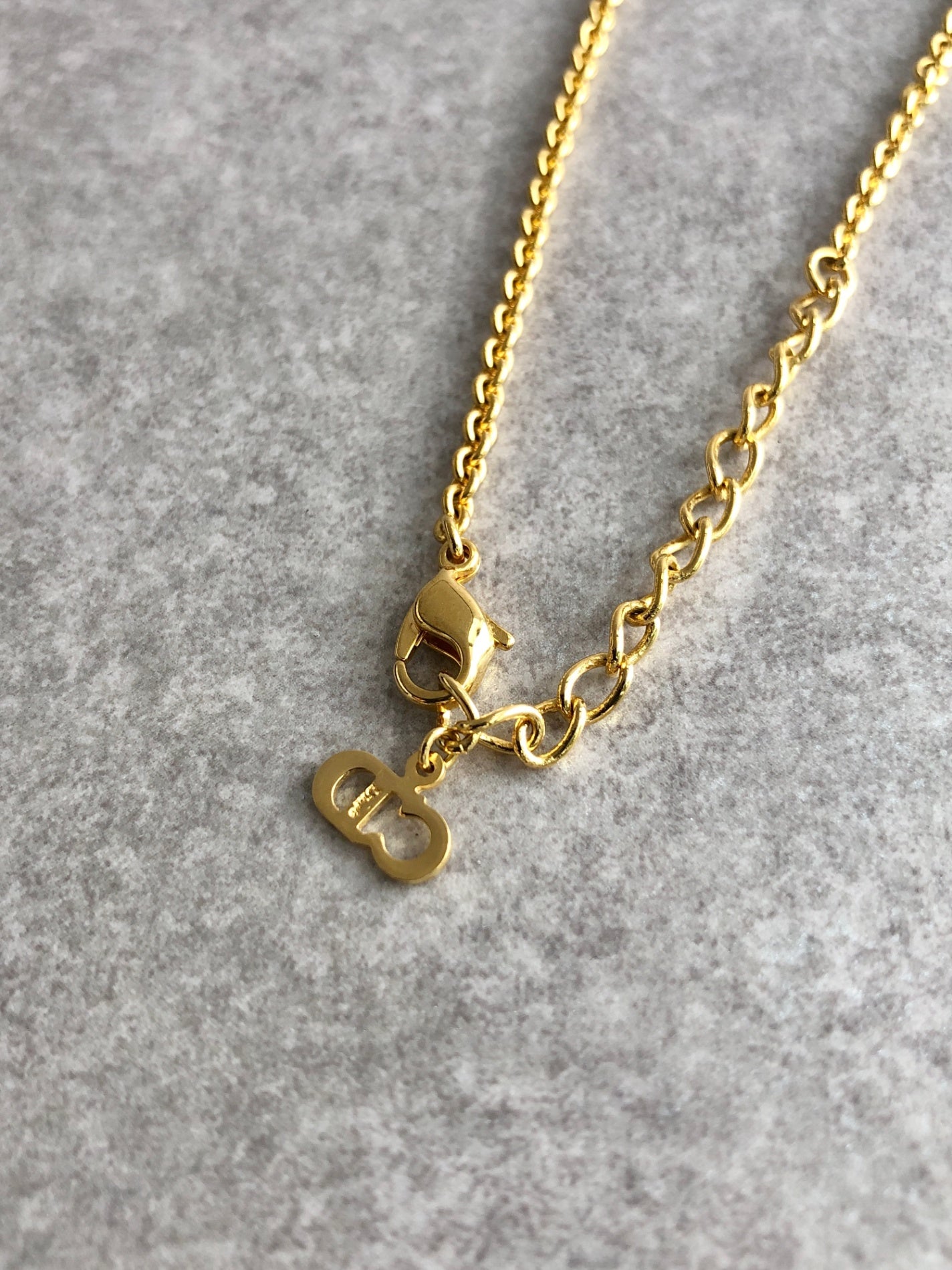 Christian Dior Charm Logo Necklace Gold Vintage 5imhkr