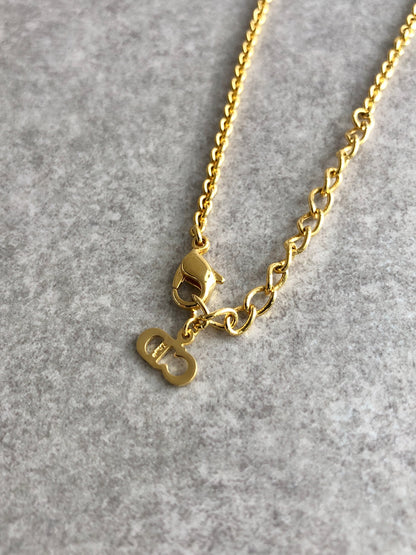 Christian Dior Charm Logo Necklace Gold Vintage 5imhkr