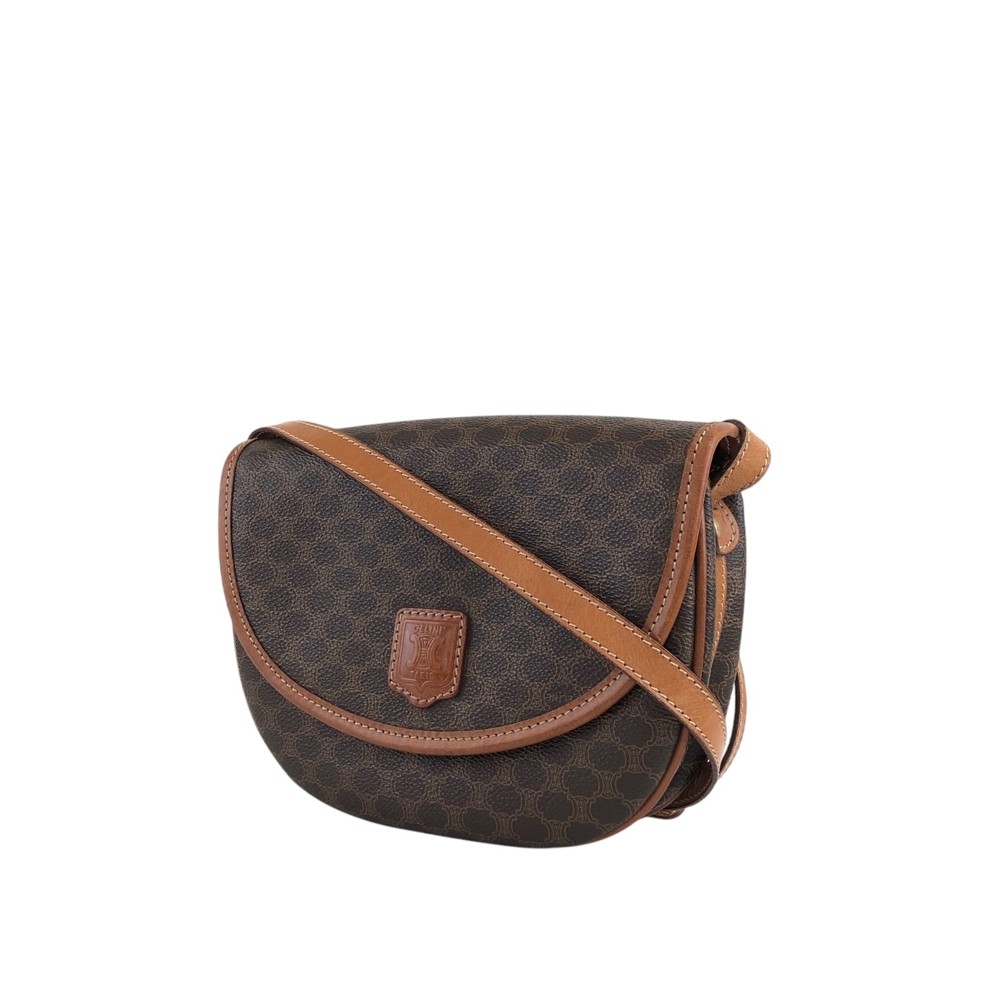 CELINE Macadam Blason Shoulder bag Brown Vintage ukvpkm