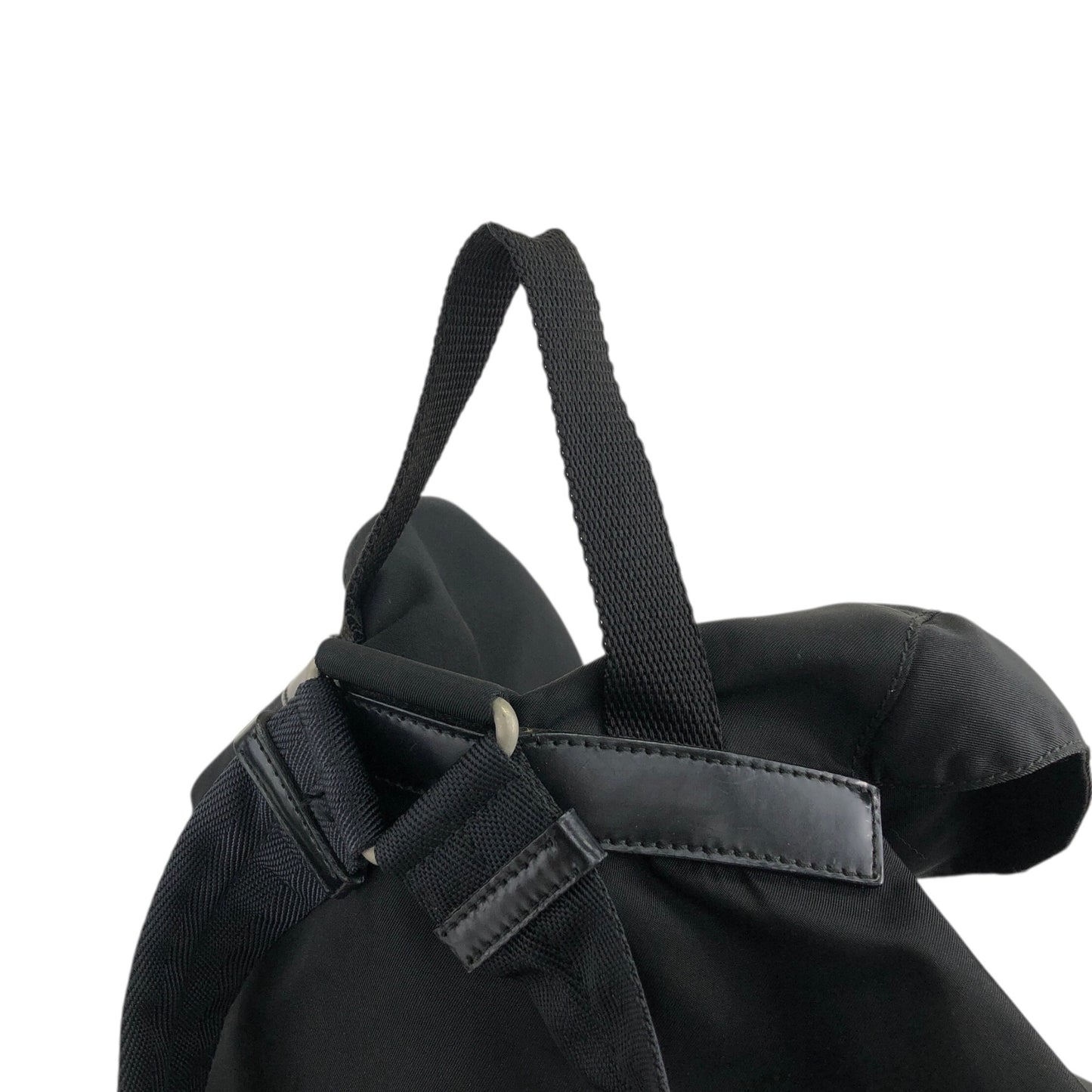 PRADA Tessuto Triangle Logo Front Buckle Backpack Black Vintage adjm4v