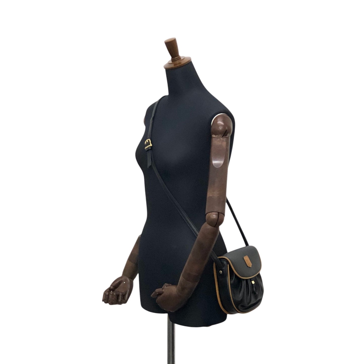 CELINE Blason Shoulder bag Black×Brown Vintage f8fsrs