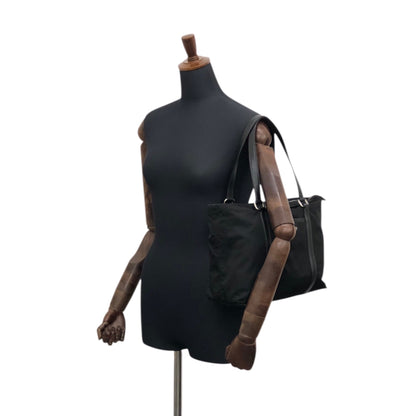 PRADA Tessuto Triangle Logo Front Pocket Totebag Black Vintage f42pyf