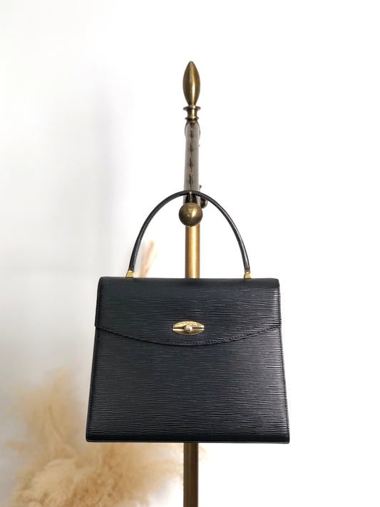 LOUIS VUITTON Turn Lock Handbag Black M52372 Vintage 48k8t4