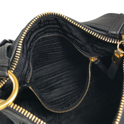 PRADA Triangle Logo Front Buckle Shoulder bag Hobobag Black Vintage kmr53p