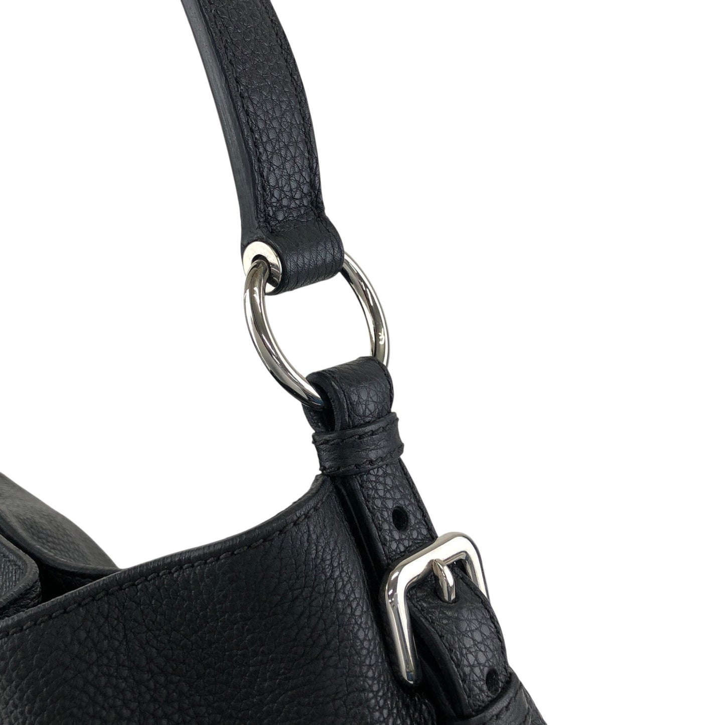 PRADA Logo Embossed Shoulder bag Hobobag Black Vintage ffhn2u