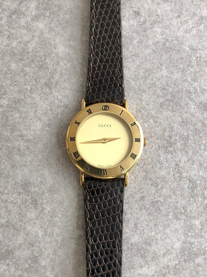 GUCCI Quartz Watch Brown×Gold Vintage cfa68u
