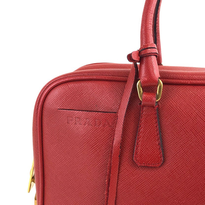 PRADA Logo Padlock Handbag Red Vintage udugdn