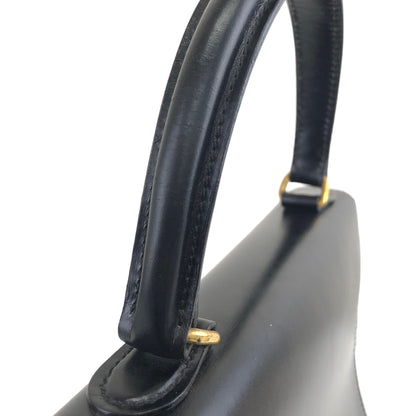 CELINE Gancini Leather Two-way Top Handle Handbag Shoulder bag Black Vintage ick73z