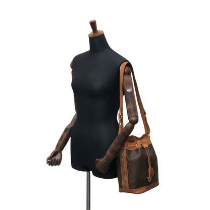 CELINE Macadam Blason Drawstring Shoulder bag Brown Vintage fmd3v6