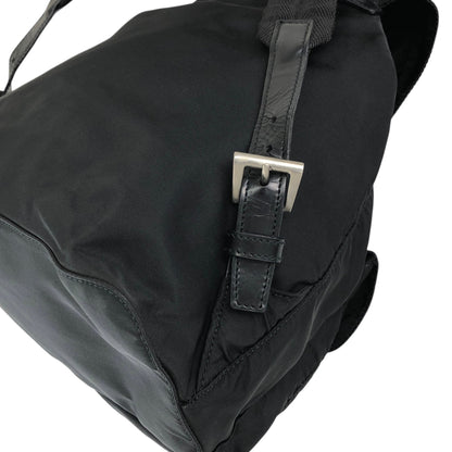 PRADA 三角形標誌雙口袋背包黑色復古 482mjk