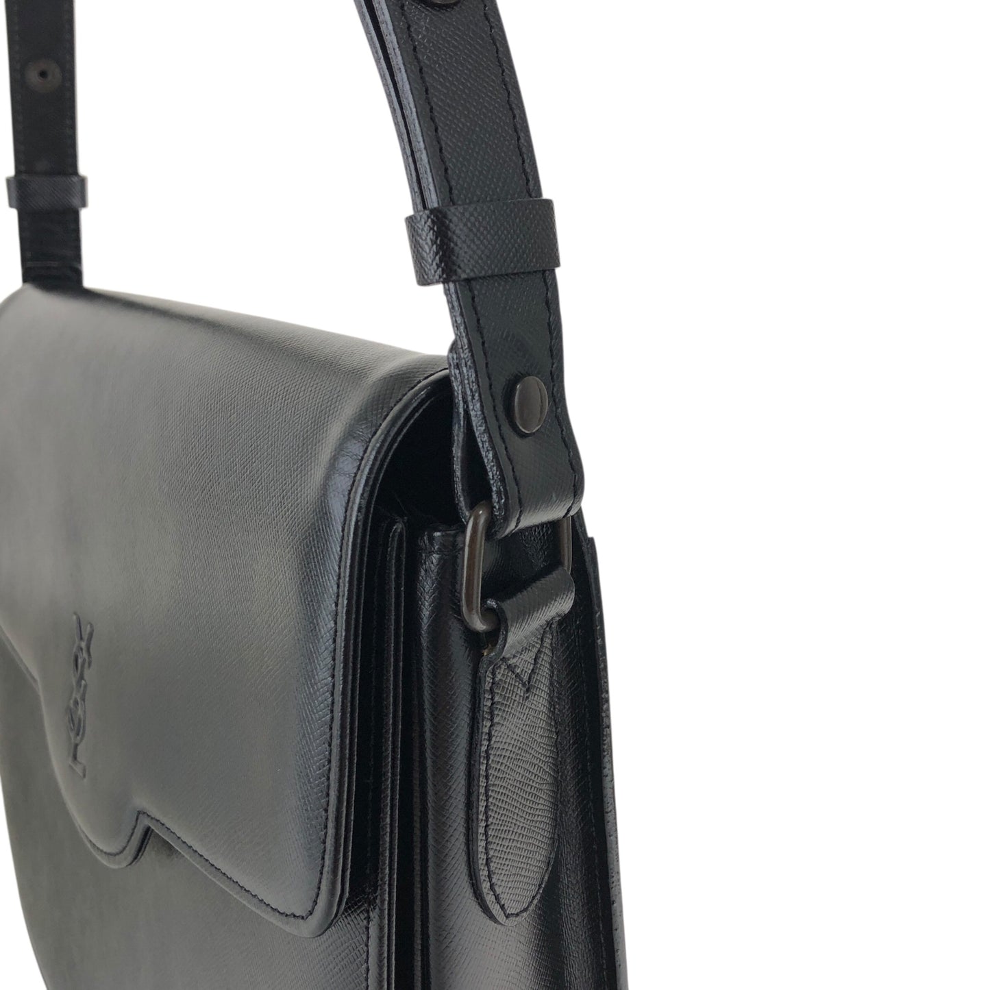 Yves Saint Laurent YSL Logo Shoulder bag Black Vintage bscs8w