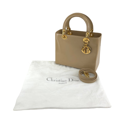 Christian Dior Lady Dior Logo Charm Two-way Handbag Shoulder bag Beige Vintage yj55s3