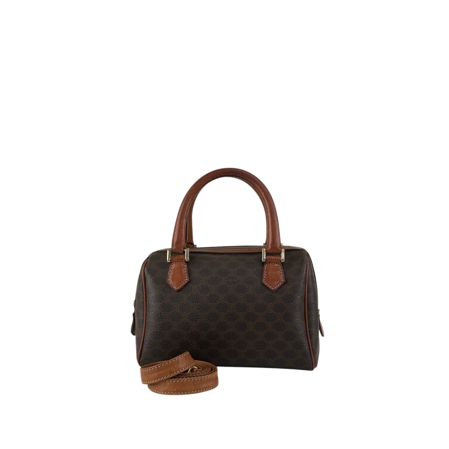 CELINE Macadam Two-way Small Boston bag Shoulder bag Brown Vintage b6a3tr