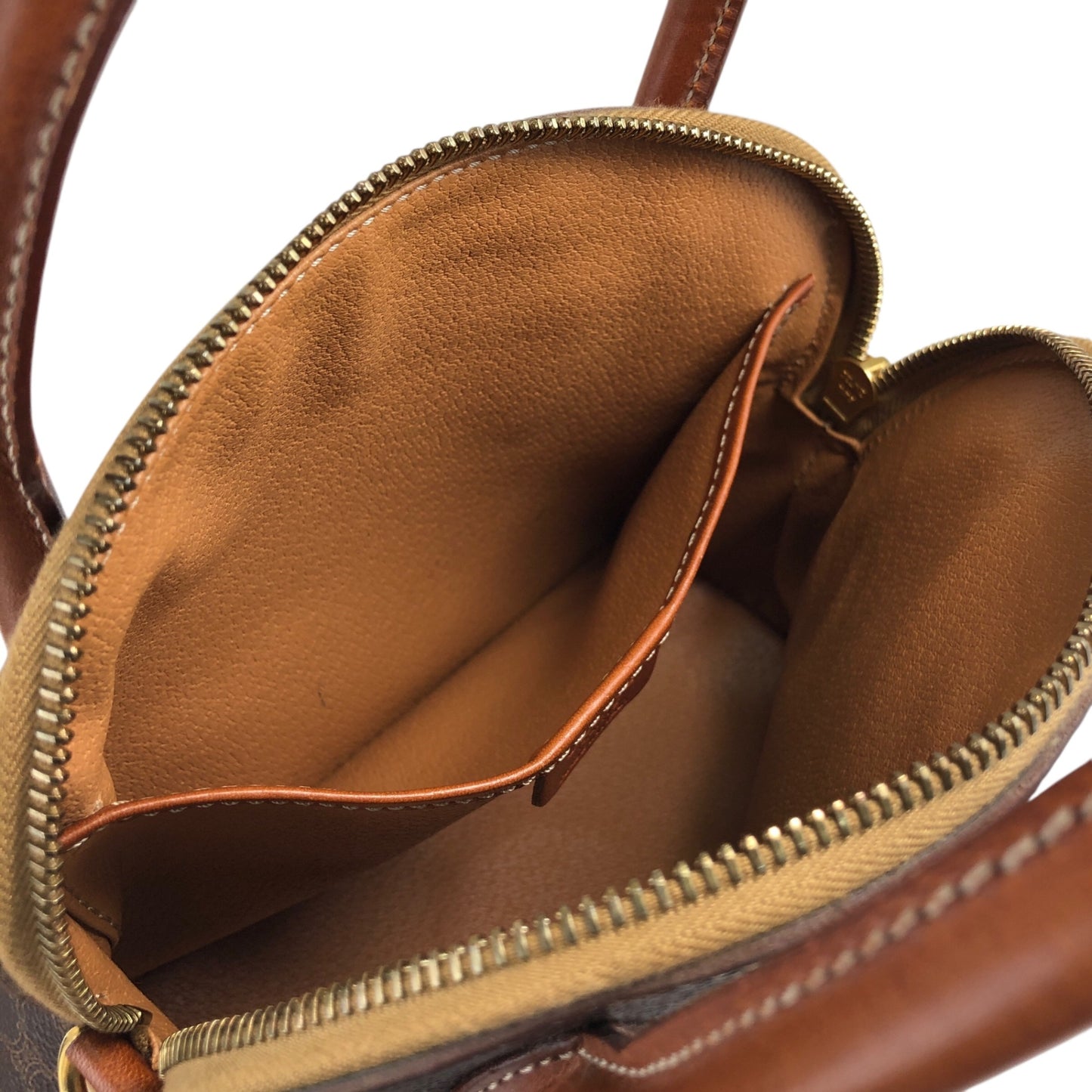 CELINE Macadam Two-way Handbag Shoulder bag Brown Vintage ie5eed
