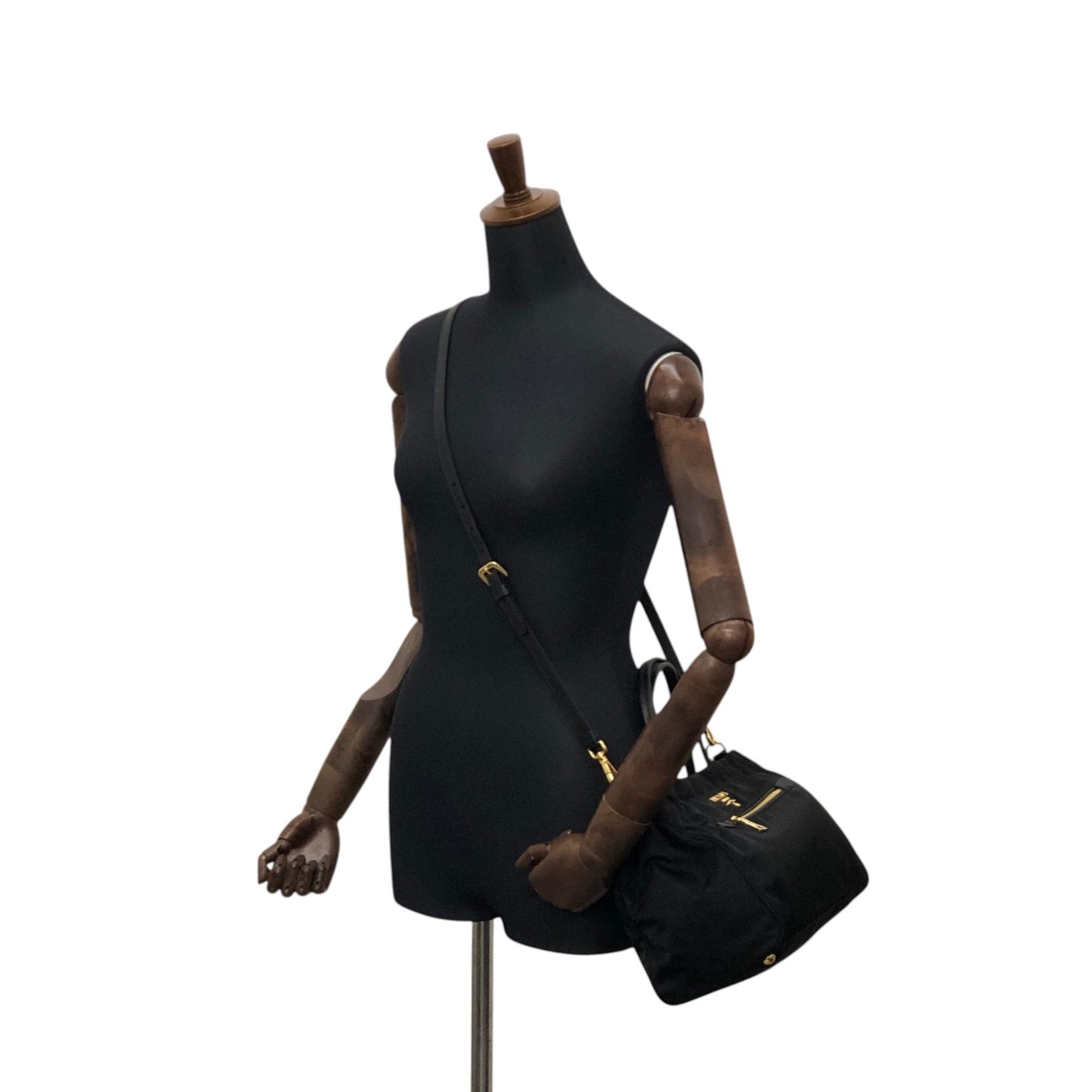 PRADA Logo Two-way Small Boston bag Shoulder bag Black Vintage 453265