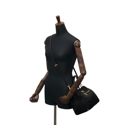 PRADA Logo Two-way Small Boston bag Shoulder bag Black Vintage 453265