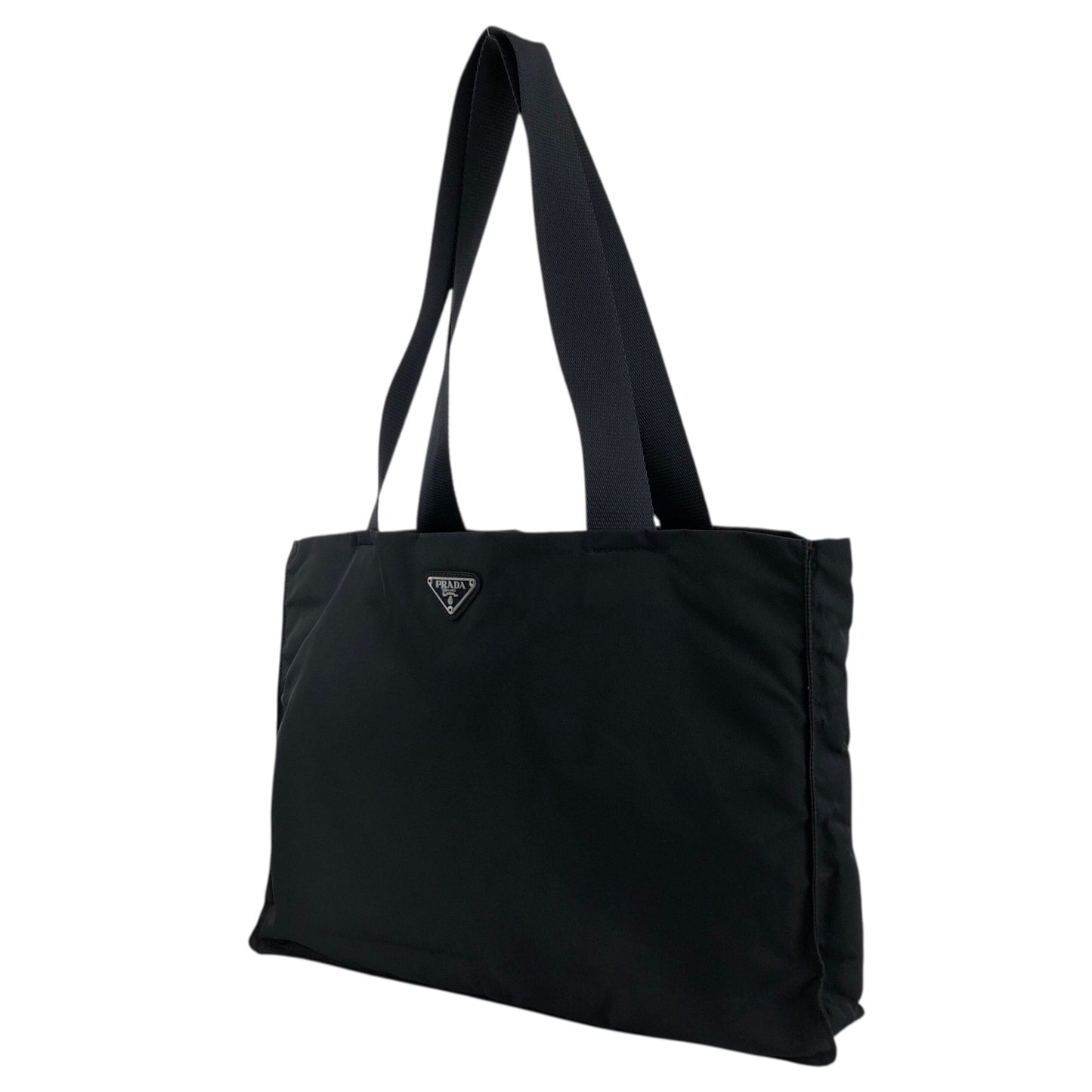 PRADA Tessuto Triangle Logo Totebag Black Vintage fhex45