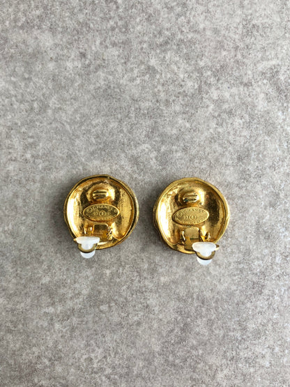 CHANEL Coco Mark Earrings Gold Vintage jdncgd