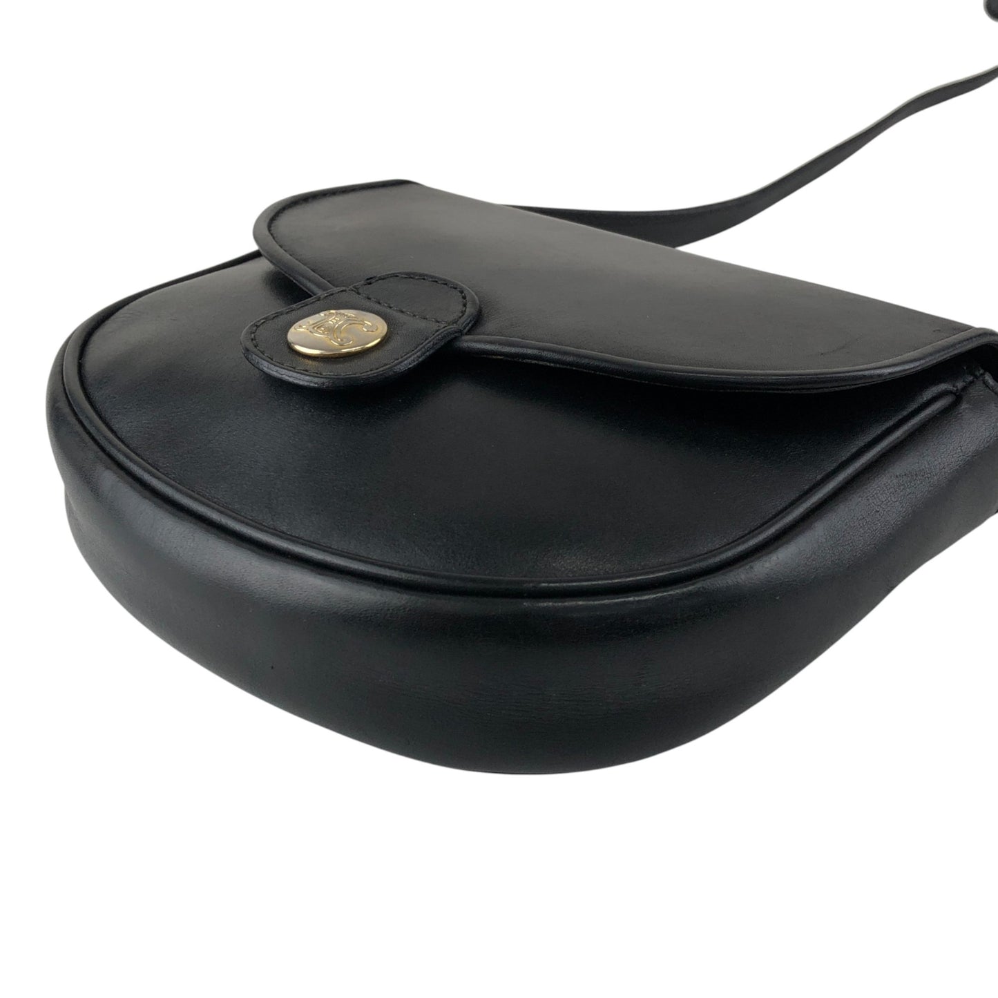 CELINE Triomphe Shoulder bag Black Vintage g3k6b3