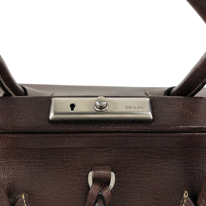 PRADA Metal Clasp Handbag Brown Vintage zwwp2k
