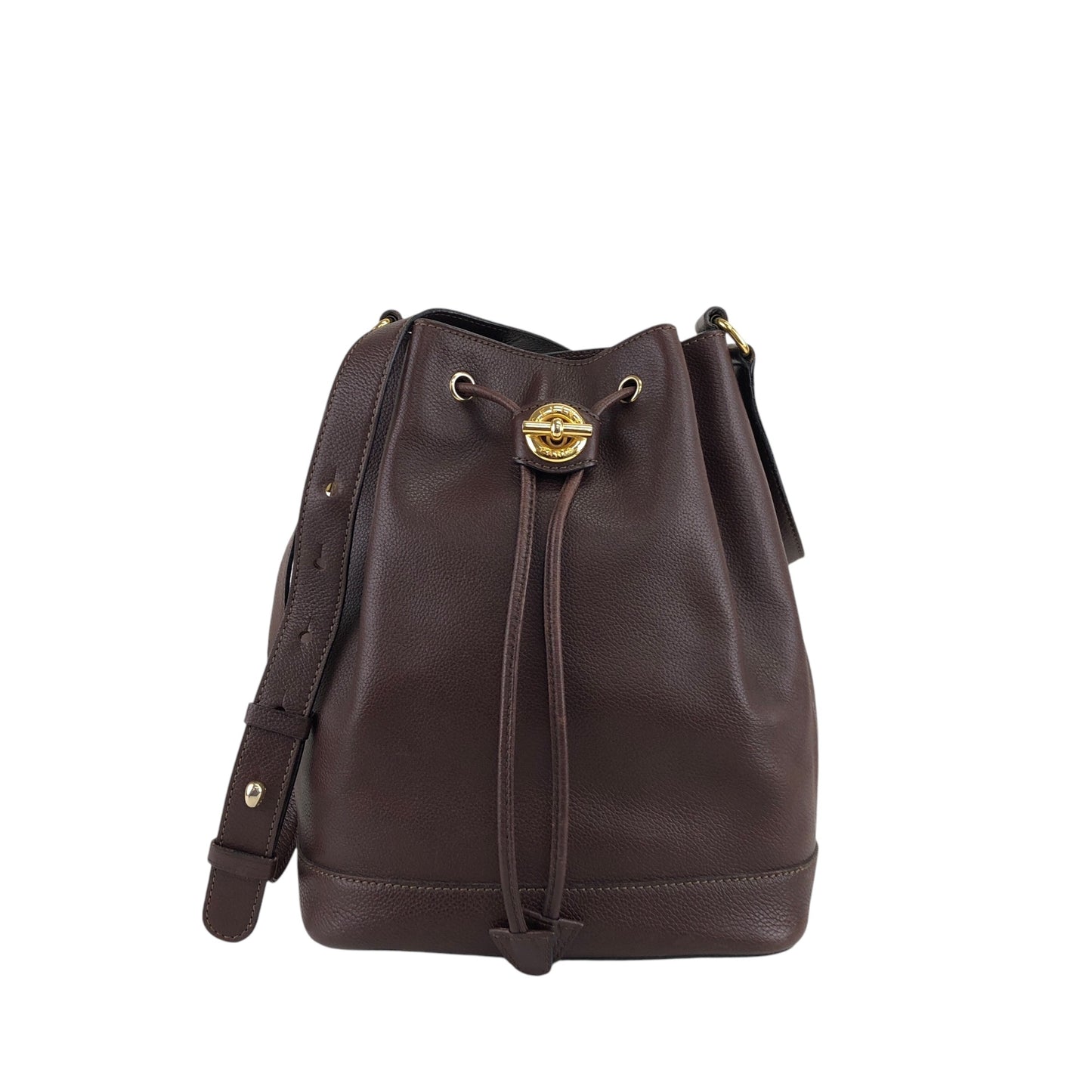 CELINE Toggle Clasp Drawstring Shoulder bag Brown Vintage 4cufh5