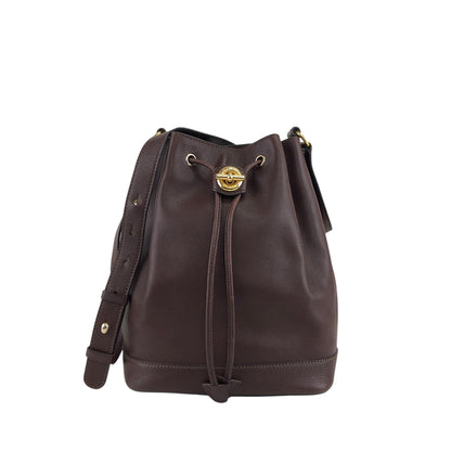 CELINE Toggle Clasp Drawstring Shoulder bag Brown Vintage 4cufh5