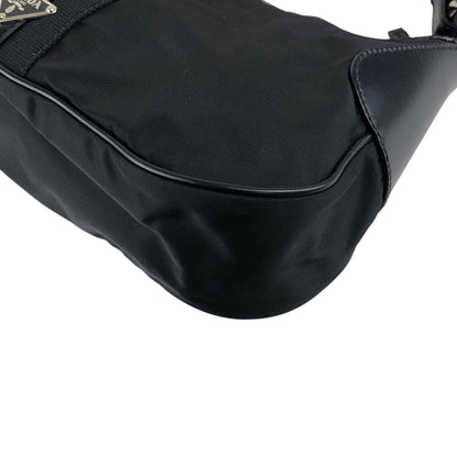 PRADA Triangle Logo   Shoulder bag Hobobag Black Vintage 4nfw5t