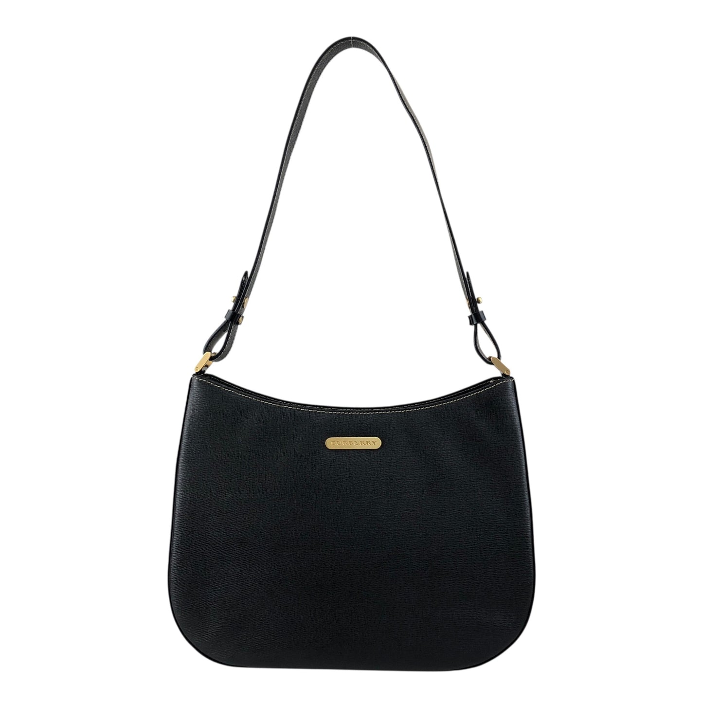 BURBERRY Logo Shoulder bag Hobobag Black Vintage xfbinh