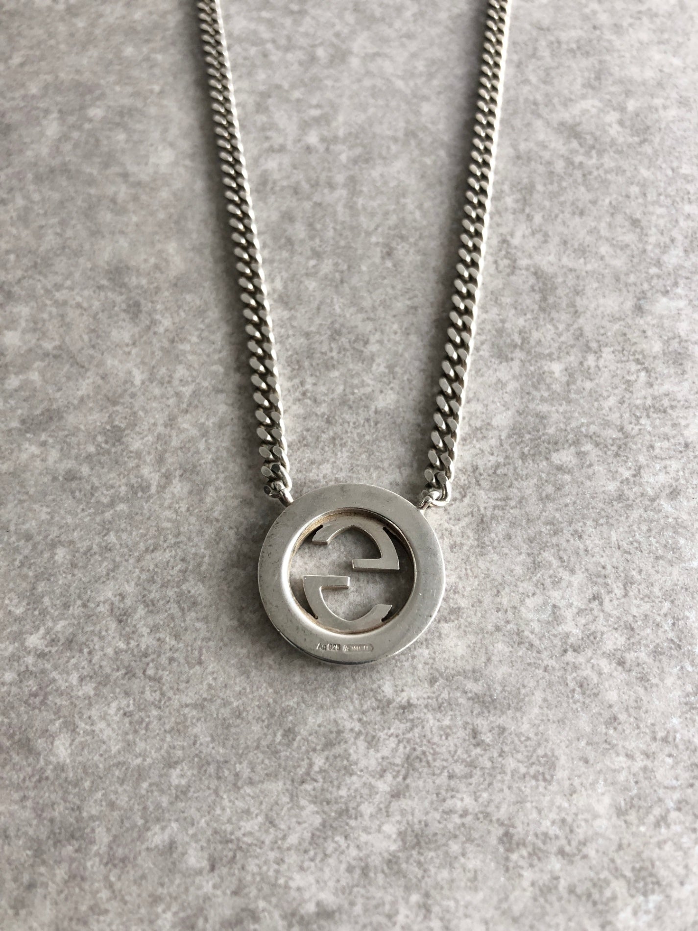 GUCCI Interlocking Necklace Silver Vintage fw6zza