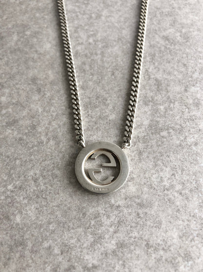 GUCCI Interlocking Necklace Silver Vintage fw6zza
