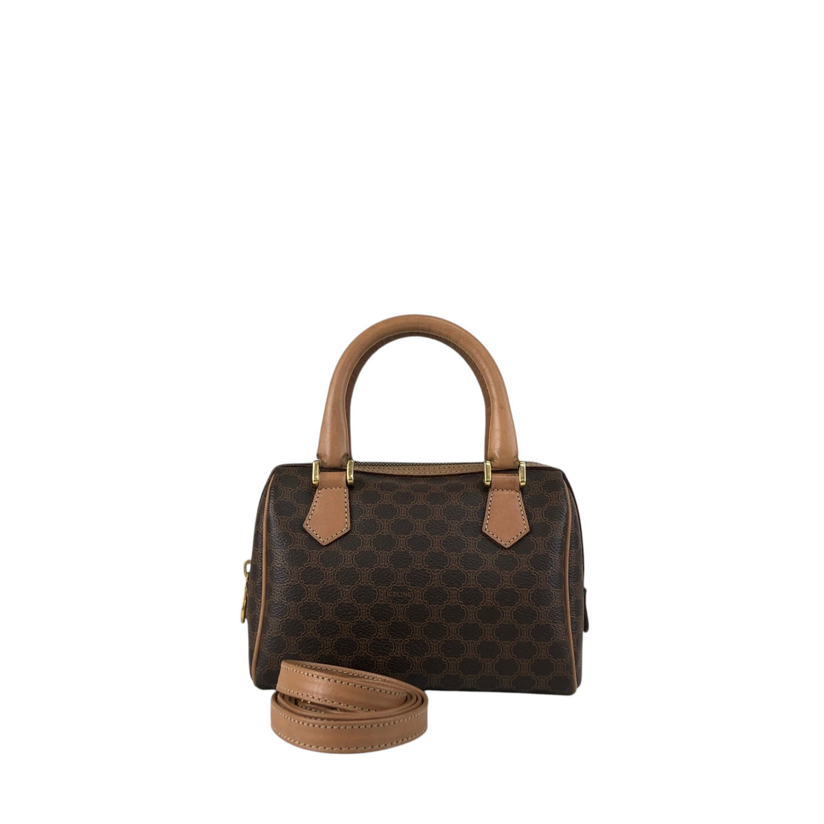 CELINE Macadam Two-way Small Boston bag Shoulder bag Brown Vintage asbejd