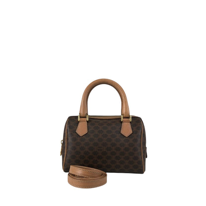 CELINE Macadam Two-way Small Boston bag Shoulder bag Brown Vintage asbejd