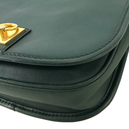 CELINE Gancini Flap Leather Shoulder bag Green Vintage mtmid2